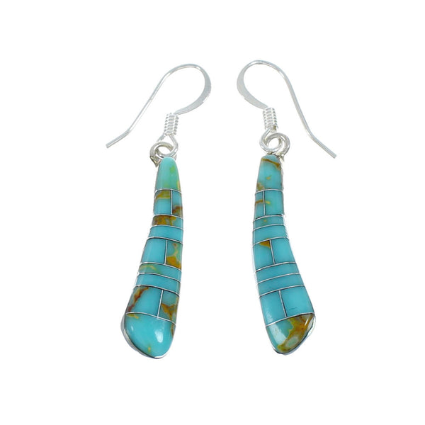 Sterling Silver And Turquoise Southwestern Hook Dangle Earrings TX10284